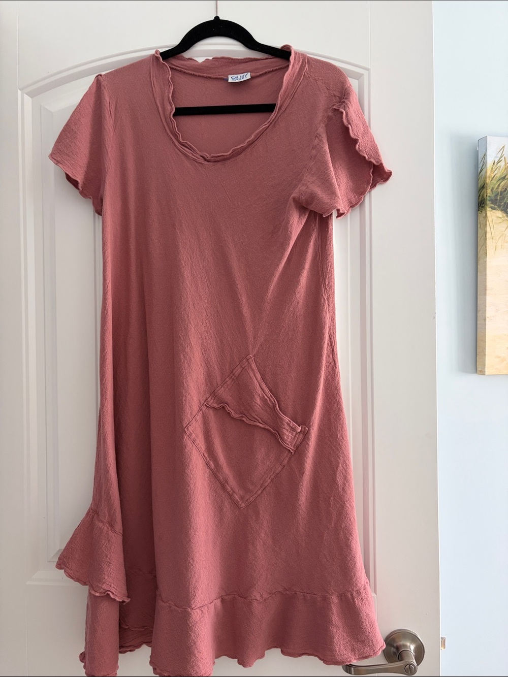 Oh My Gauze! Dusty Rose Ruffle-Trim Midi Dress